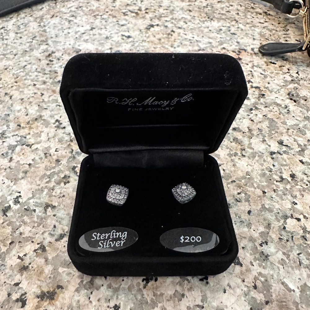 R.H Macy Sterling Silver Cushion Earrings